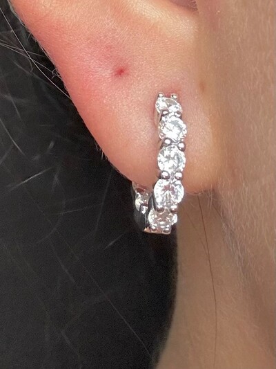 FotoBrinco argola M zircônia fora e dentro Prata 925 Ródio