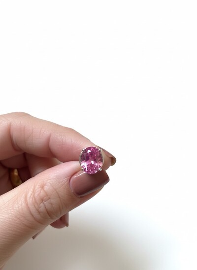 FotoBrinco Oval topázio rosa 10 mm Prata 925 Ródio
