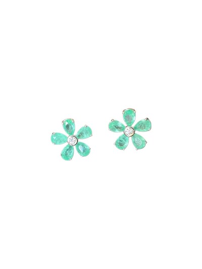 Foto Brinco flor G zircônia turmalina Prata 925 Ródio