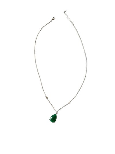 Foto Colar Gota esmeralda Prata 925 Ródio