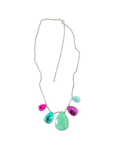 Foto Colar Gota Turmalina Fusion Colors G Prata 925 Ródio