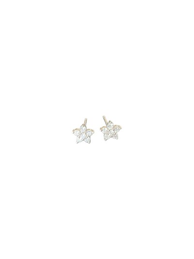 Foto Brinco Flor zircônia P Prata 925 Ródio