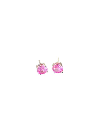 Foto Brinco Ponto Redondo Topázio Rosa 8 mm Prata 925 Ródio