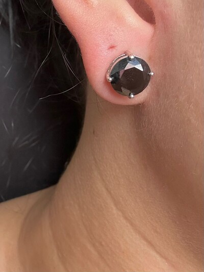 FotoBrinco Zircônia preto Prata 925 Ródio