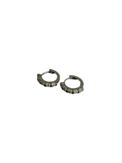 Foto Brinco Argola Zircônia Prata 925 Ródio