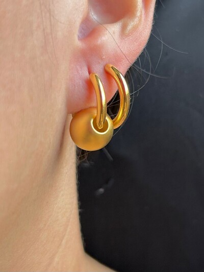 FotoBrinco argola e bola escovado Prata 925 Ouro 18 k