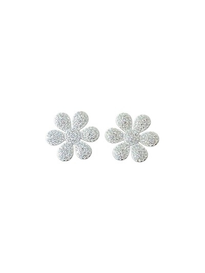 Foto Brinco Flor micro cravação 6 pétalas Prata 925 Ródio