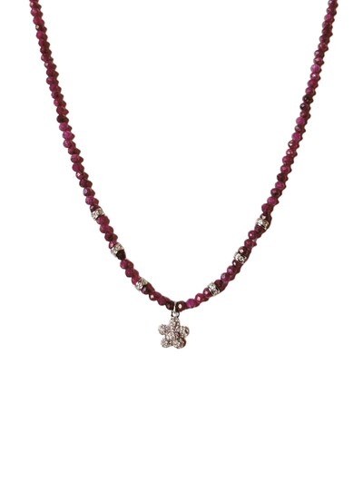 Foto Colar Rubi Flor zircônia Prata 925 Ródio