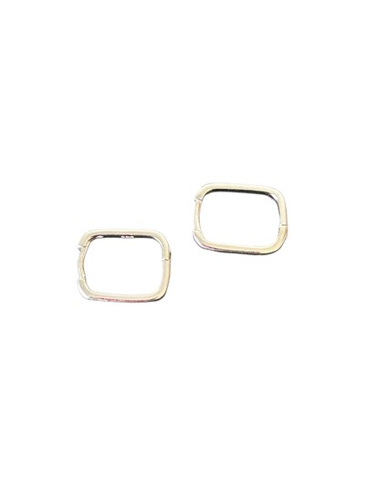 Foto Brinco Argola Quadrado Liso M Prata 925 Ródio