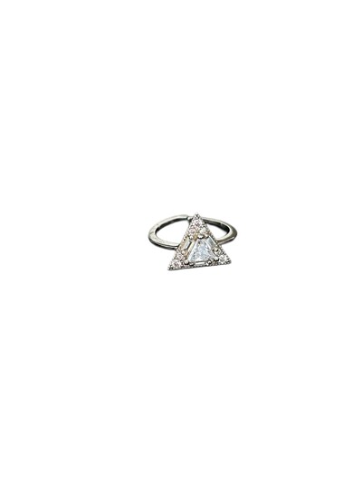 Foto Anel Triangular Zircônia Prata 925 Ródio