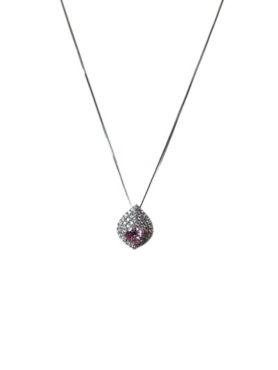 Foto Colar Oval Topázio Rosa Zircônia Prata 925 Ródio