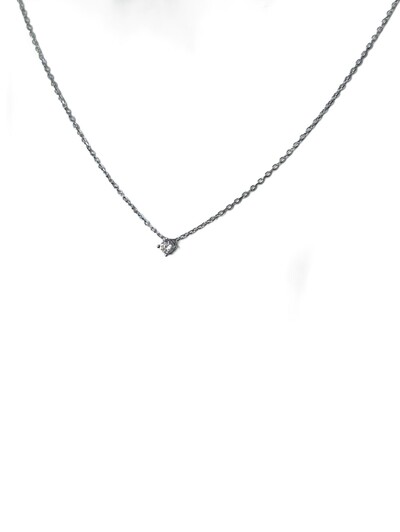 Foto Colar ponto 3 mm zircônia Prata 925 Ródio