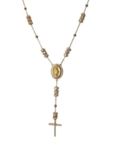 Foto Colar terço zircônia Prata 925 Ouro 18 k