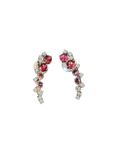 Foto Brinco Ear cuff Rubi Topázio Rosa Zircônia Prata 925 Ródio