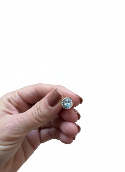FotoBrinco Oval topázio azul 7 mm Prata 925 Ródio