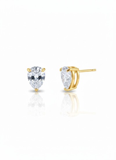 Foto Brinco Gota zircônia 10 mm Prata 925 Ouro 18 k