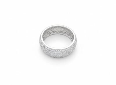 Foto Anel aliança inteira 7 fileiras cravejada Prata 925 Ródio