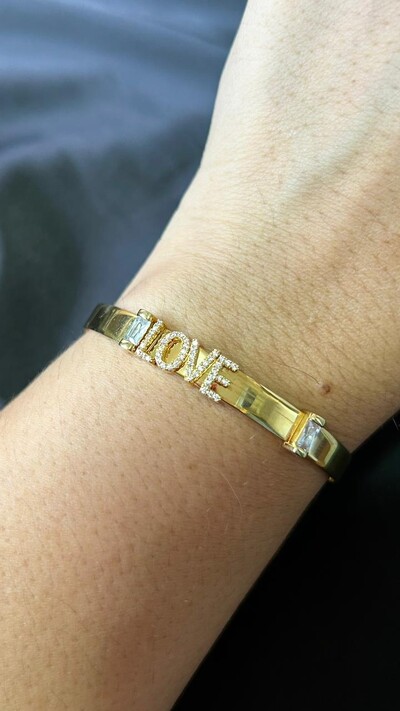 FotoPulseira Bracelete Love zircônia Prata 925 Ouro 18 k