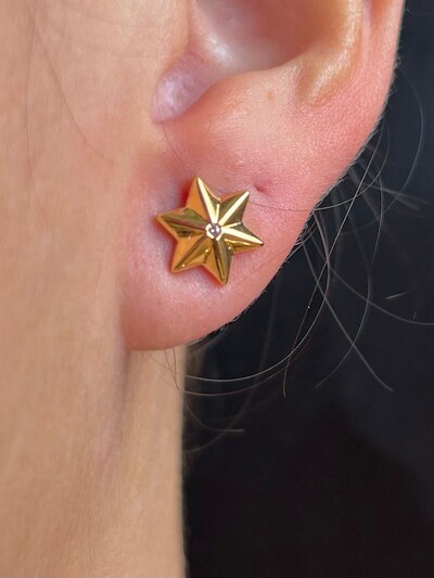 FotoBrinco estrela P Prata 925 Ouro 18k