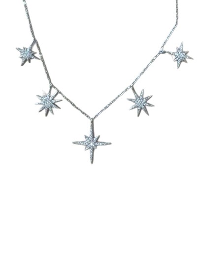 Foto Colar cinco estrelas micro cravação Prata 925 Ródio