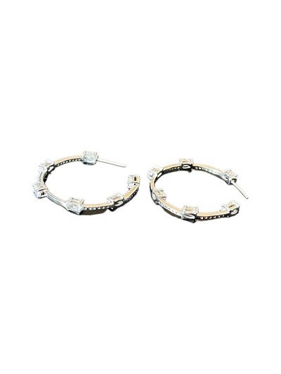 Foto Brinco Argola Zircônia Aberta Prata 925 Ródio