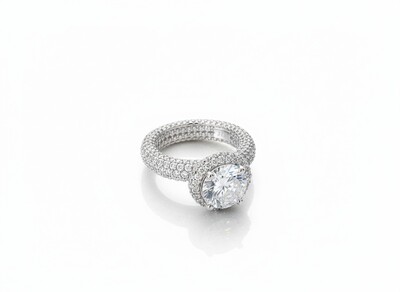 Foto Anel Solitário Aro Micro Cravação Interno e Externo Prata 925 Ródio