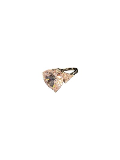 Foto Anel Coração pedra lateral Zircônia Prata 925 Ródio