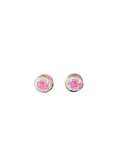 Foto Brinco Oval Topázio Rosa P Prata 925 Ródio