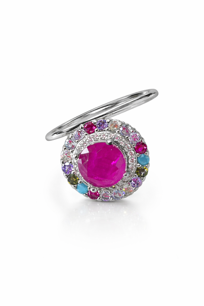 Foto Anel Rubi Fusion Zircônia Prata 925 Ródio