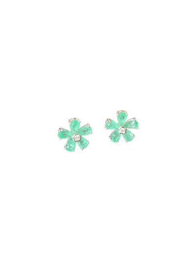 Foto Brinco flor M zircônia turmalina Prata 925 Ródio