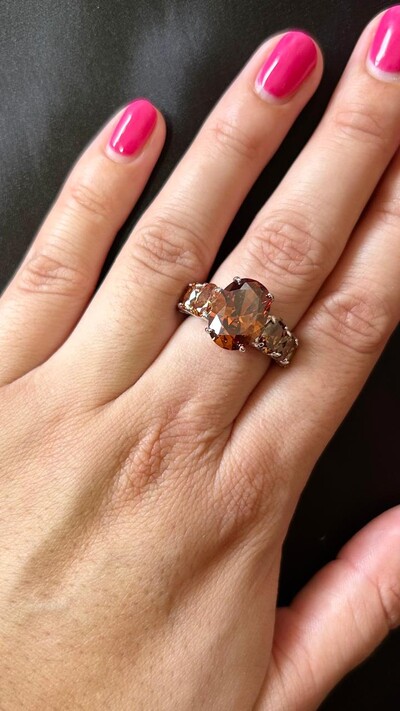 FotoAnel Oval Coffee Brown fusion Prata 925 Ródio