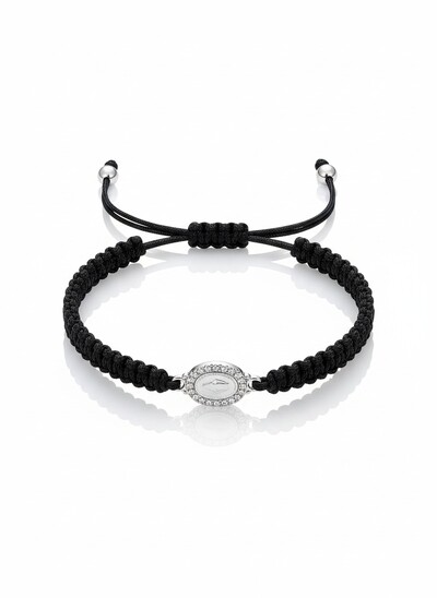 Foto Pulseira Nossa Senhora macramê preta Prata 925 Ródio