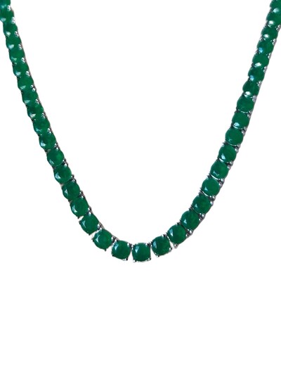 Foto Colar Riviera 42 cm 4 mm esmeralda Prata 925 Ródio