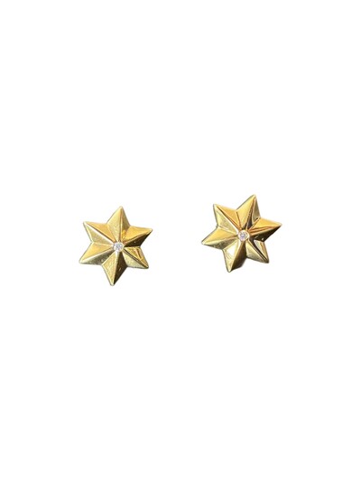 Foto Brinco estrela M Prata 925 Ouro 18k
