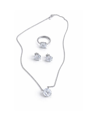 Foto Conjunto Brinco Anel Colar illusion 10 mm Prata 925 Ródio