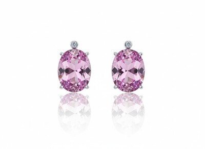 Foto Brinco oval com gancho topázio rosa Prata 925 Ródio