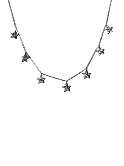 Foto Colar 7 flores penduradas zircônia Prata 925 Ródio