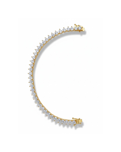 Foto Pulseira Riviera zircônia coração 19 cm Prata 925 Ouro 18 k