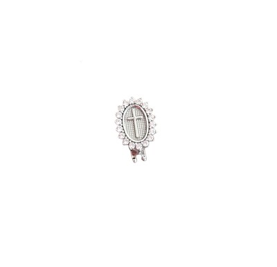 Foto Pingente PIN Cruz oval Prata 925 Ródio