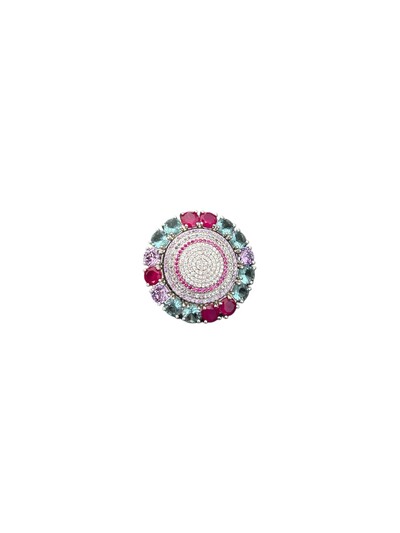 Foto Anel Redondo Rubi Cristal Colors Prata 925 Ródio
