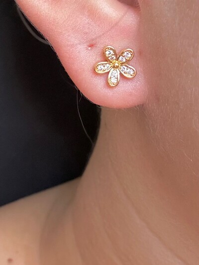 FotoBrinco flor P Prata 925 Ouro18k