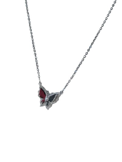 Foto Colar Borboleta Zircônia Laminada Prata 925 Ródio