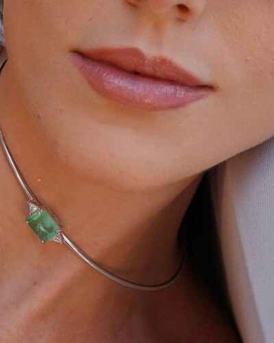 FotoColar chocker Turmalina zircônia com alongador Prata 925 Ródio