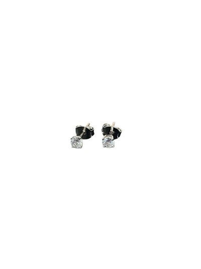 Foto Brinco ponto PP zircônia Prata 925 Rodio