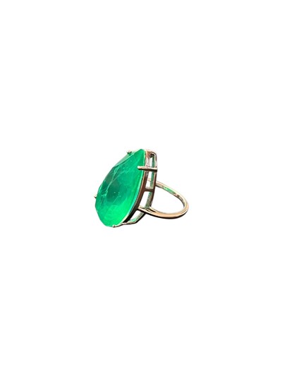Foto Anel Fusion esmeralda gota Prata 925 Ródio