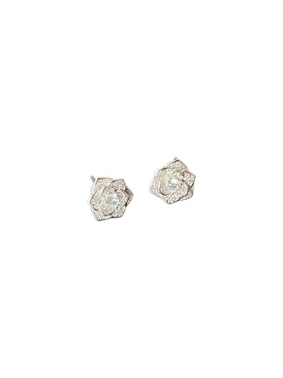 Foto Brinco Flor Pequena zircônia Prata 925 Ródio