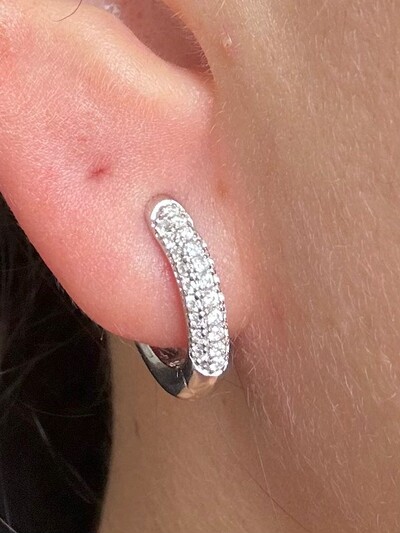 FotoBrinco Argola Zircônia fino M Prata 925 Ródio