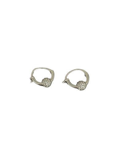 Foto Brinco Argola Bolinha Zircônia Prata 925 Ródio