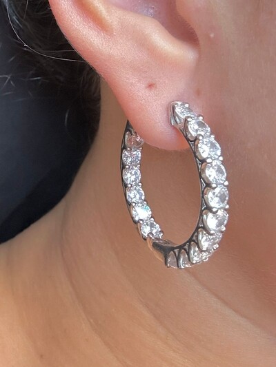 FotoBrinco Argola Zircônia Prata 925 Ródio