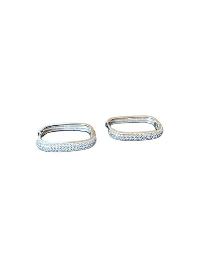 Foto Brinco Argola Quadrado G Micro cravação Prata 925 Ródio